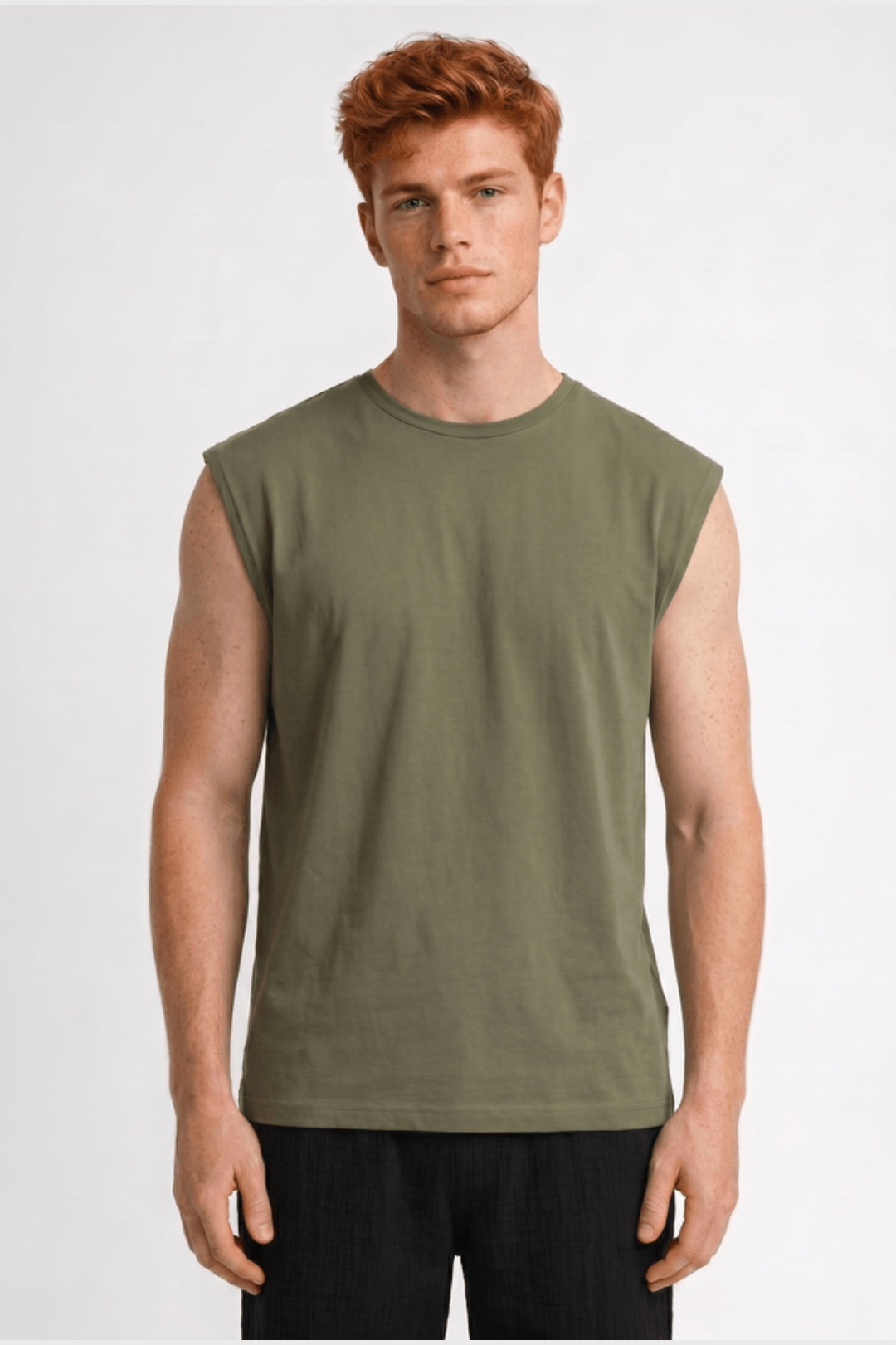 Herres ærmeløs T-shirt Boxy Crew Neck Casual Top