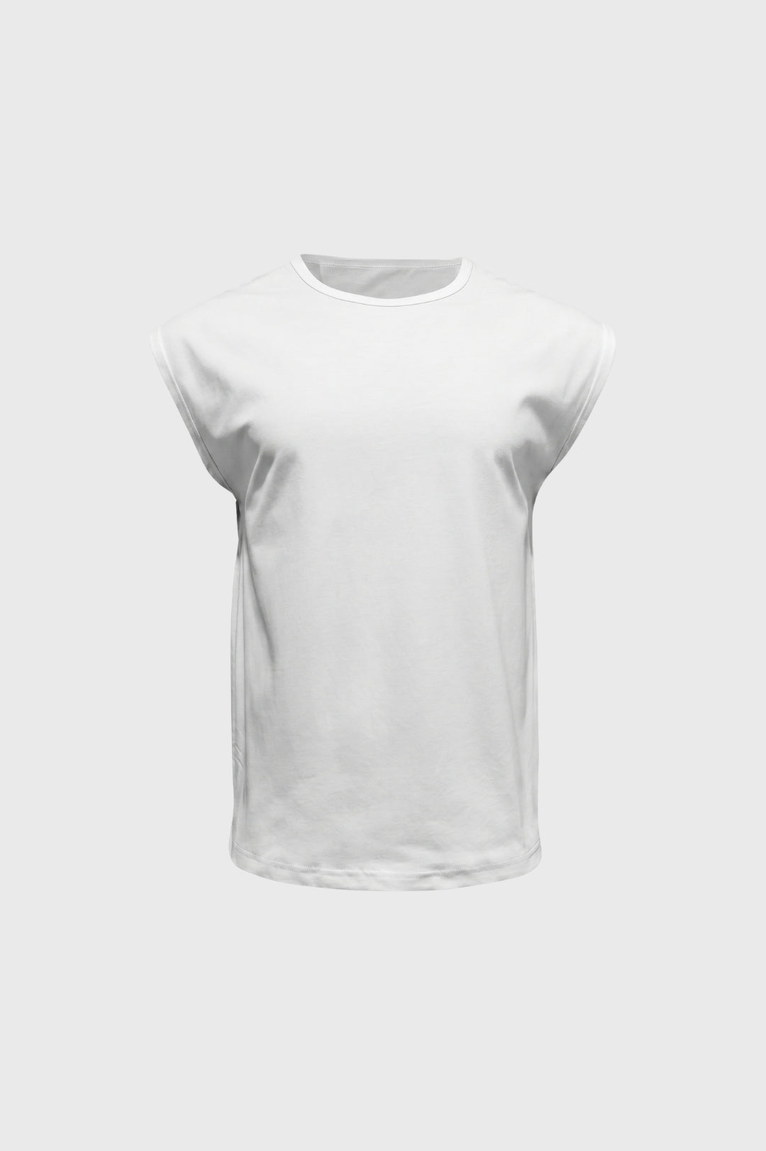 Herre Ærmeløs T-Shirt Boxy Crew Neck Casual Top