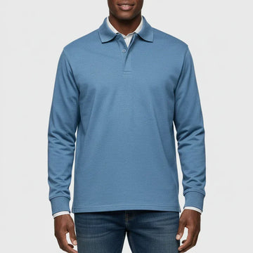 Herre Langærmet Polo T-shirt – Smart Casual Top til Dagligdags og Kontorbrug