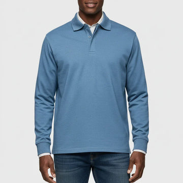 Herresmart casual polo skjorte – Langærmet krave top til arbejde og weekender