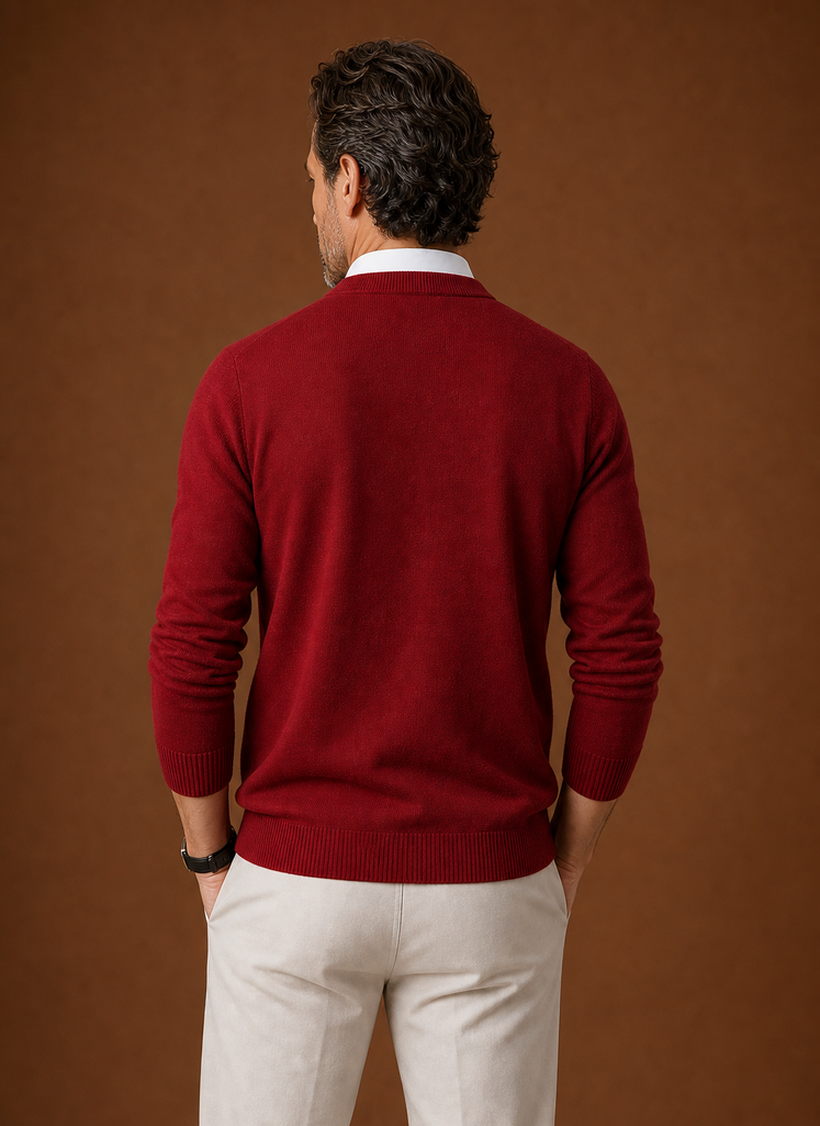 Herre V-Hals Striktrøje - Casual Pullover | Areleon