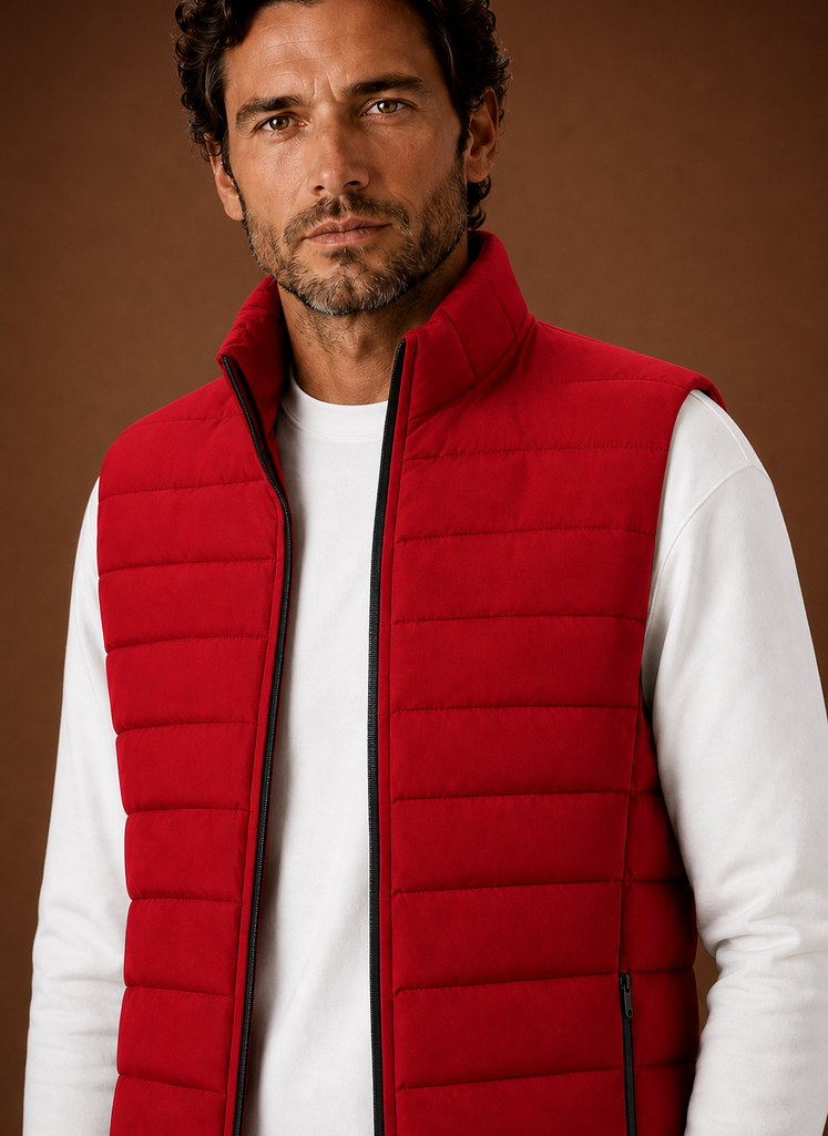 Herre Puffer Vest - Quilted Stand Krave Ærmeløs Jakke | Areleon