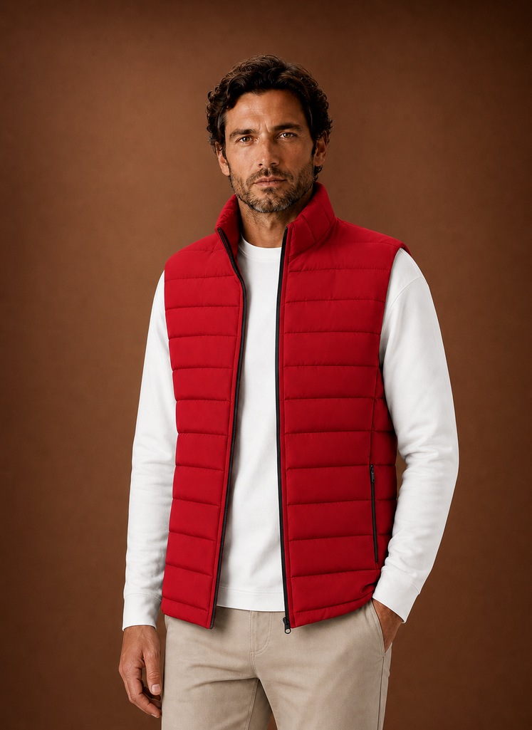 Herre Puffer Vest - Quilted Stand Krave Ærmeløs Jakke | Areleon