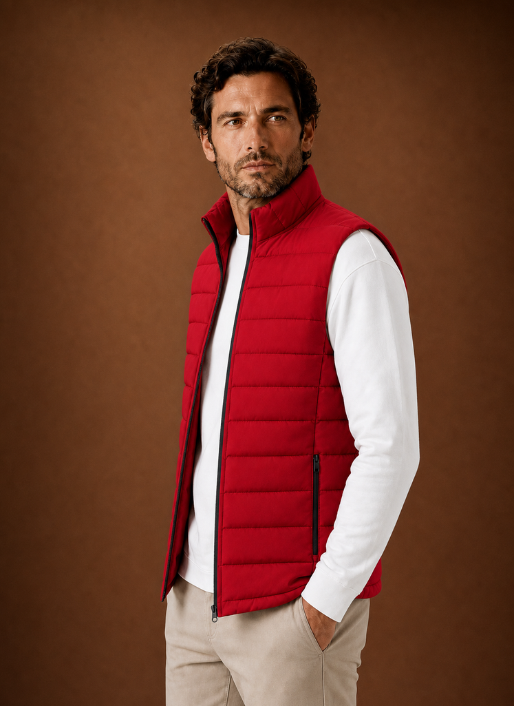 Herre Puffer Vest - Quilted Stand Krave Ærmeløs Jakke | Areleon