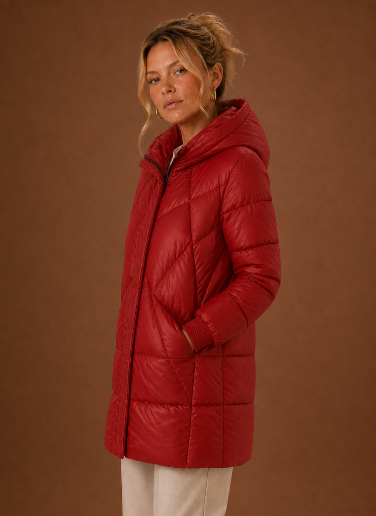 Dame Lang Pufferjakke - Hue Winterjakke | Areleon