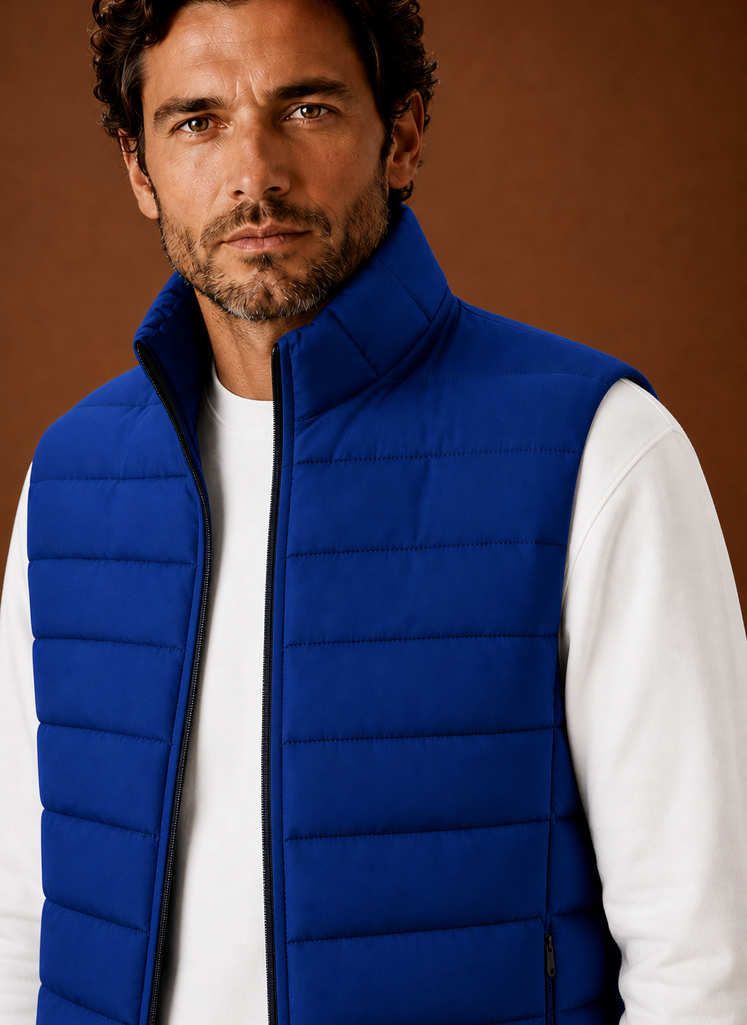 Herre Puffer Vest - Quilted Stand Krave Ærmeløs Jakke | Areleon