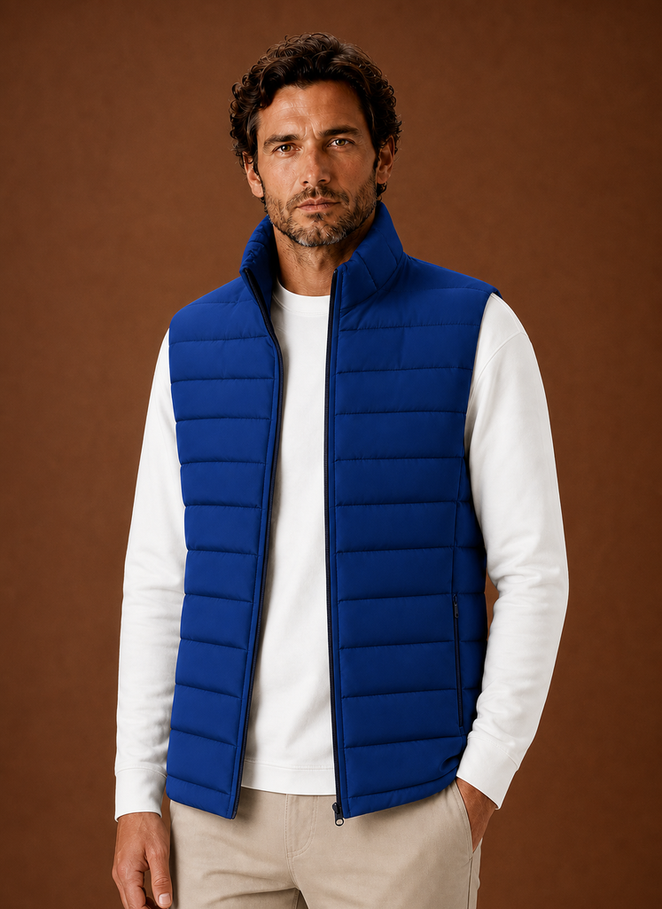Herre Puffer Vest - Quilted Stand Krave Ærmeløs Jakke | Areleon