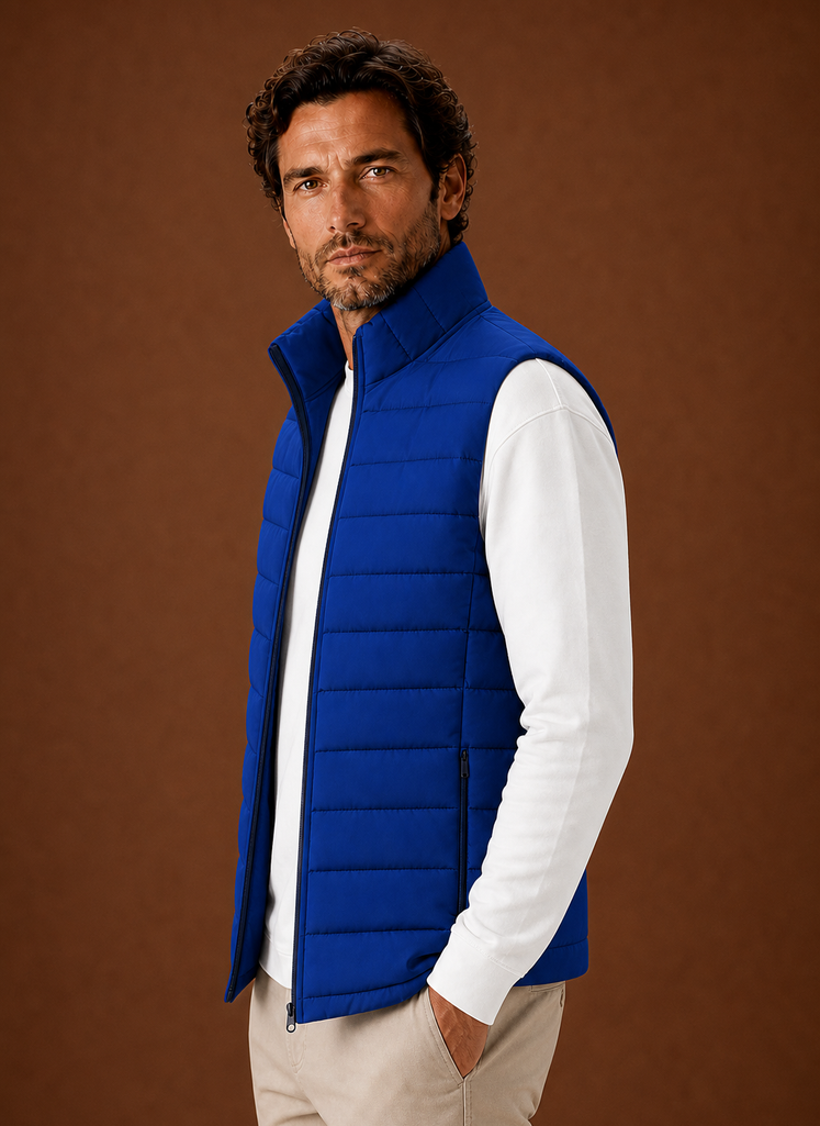 Herre Puffer Vest - Quilted Stand Krave Ærmeløs Jakke | Areleon