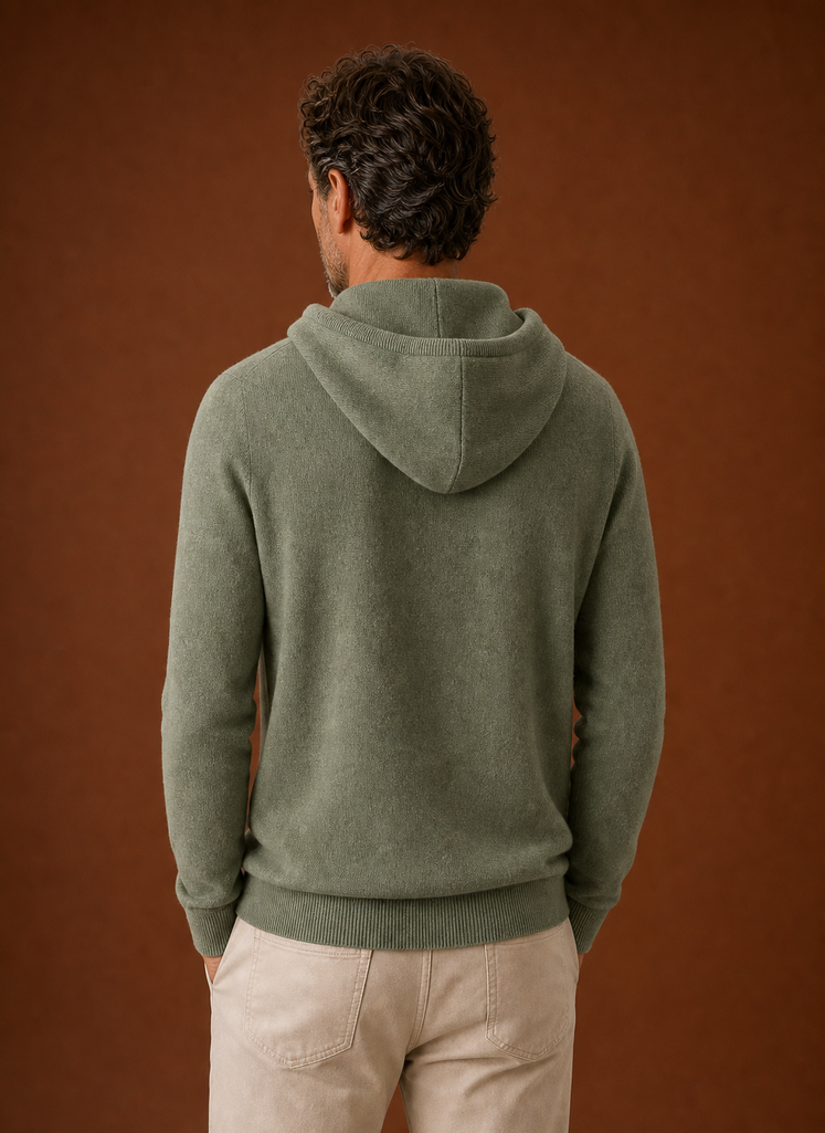 Herre Cashmere-Look Hættetrøje - Strikket Pullover | Areleon