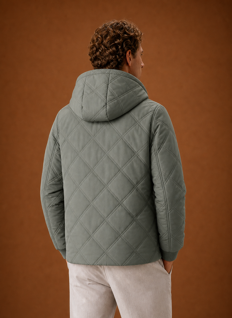 Herre Quilted Puffer Jakke - Hættejakke med Faux-Fur For | Areleon