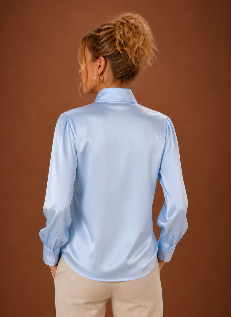 Kvinders Satin-look Sløjfebluse | Areleon
