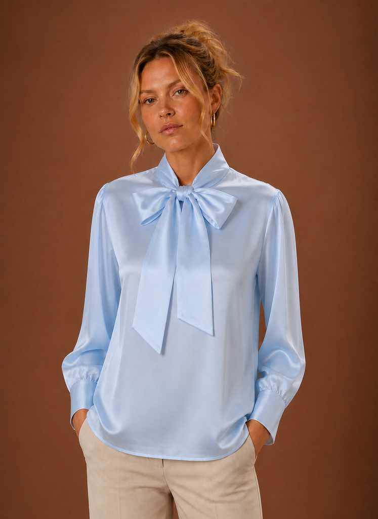 Kvinders Satin-look Sløjfebluse | Areleon