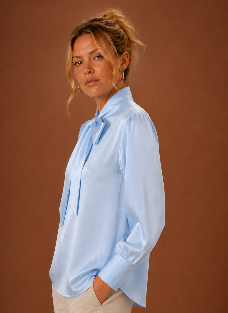 Kvinders Satin-look Sløjfebluse | Areleon