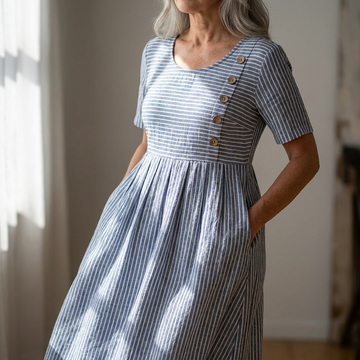Stribet Midi Kjole