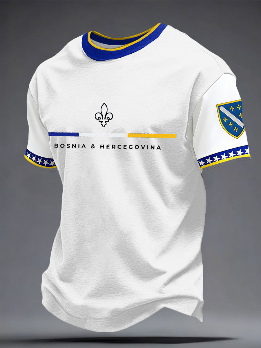Herre T-shirt med Grafisk Motiv, Korte Ærmer og Rund Hals