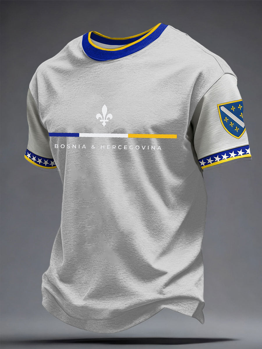 Herre T-shirt med Grafisk Motiv, Korte Ærmer og Rund Hals