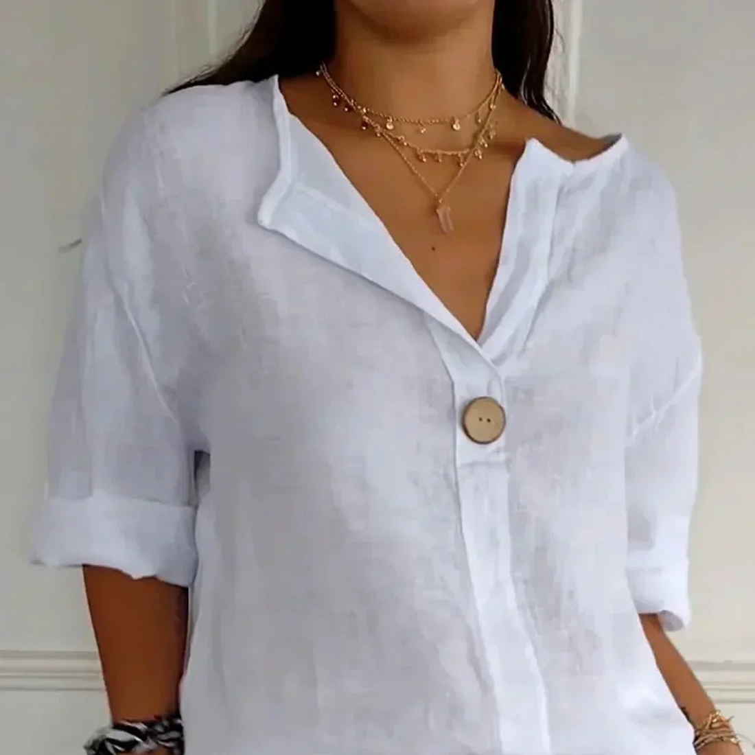 Afslappet Knap Bluse