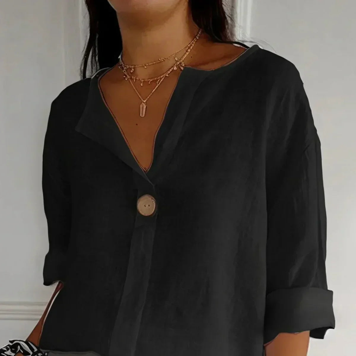 Afslappet Knap Bluse