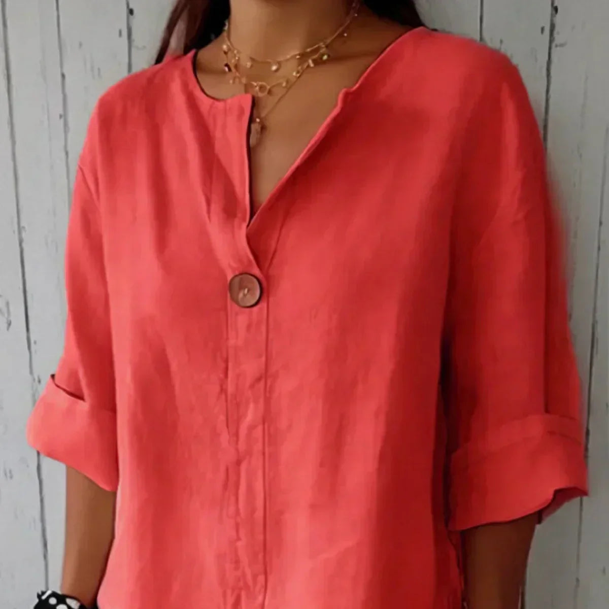 Afslappet Knap Bluse