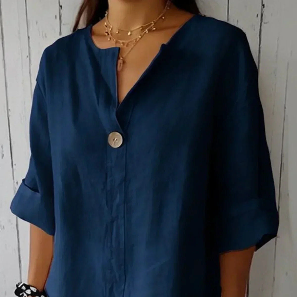 Afslappet Knap Bluse