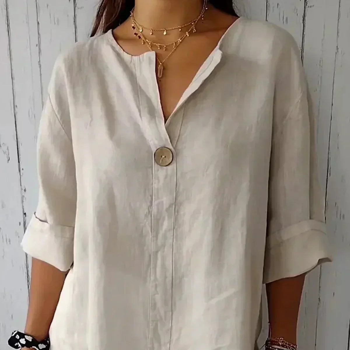 Afslappet Knap Bluse