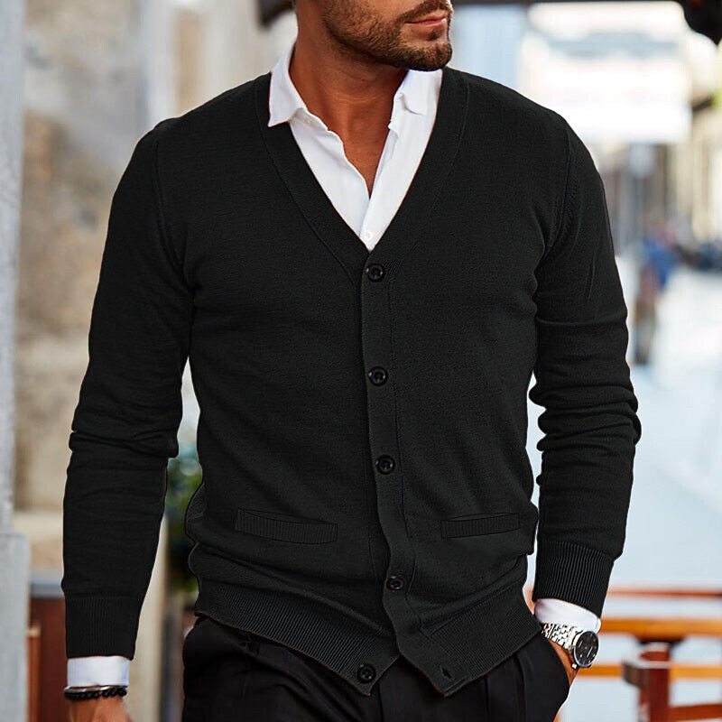Herre Casual Cardigan V-Hals Knaplukning Behagelig Blød Strik Smart Casual Hverdag Lagdeling
