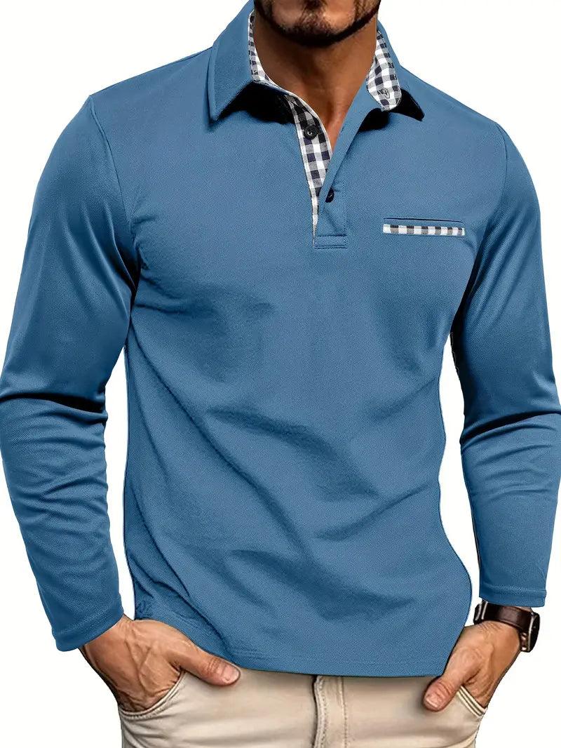 Herre Langærmet Polo T-shirt Behagelig Bomuldsblanding Smart Casual Hverdag Alsidig Klassisk Top