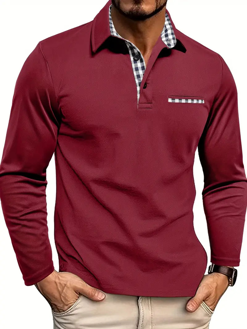 Herre Langærmet Polo T-shirt Behagelig Bomuldsblanding Smart Casual Hverdag Alsidig Klassisk Top