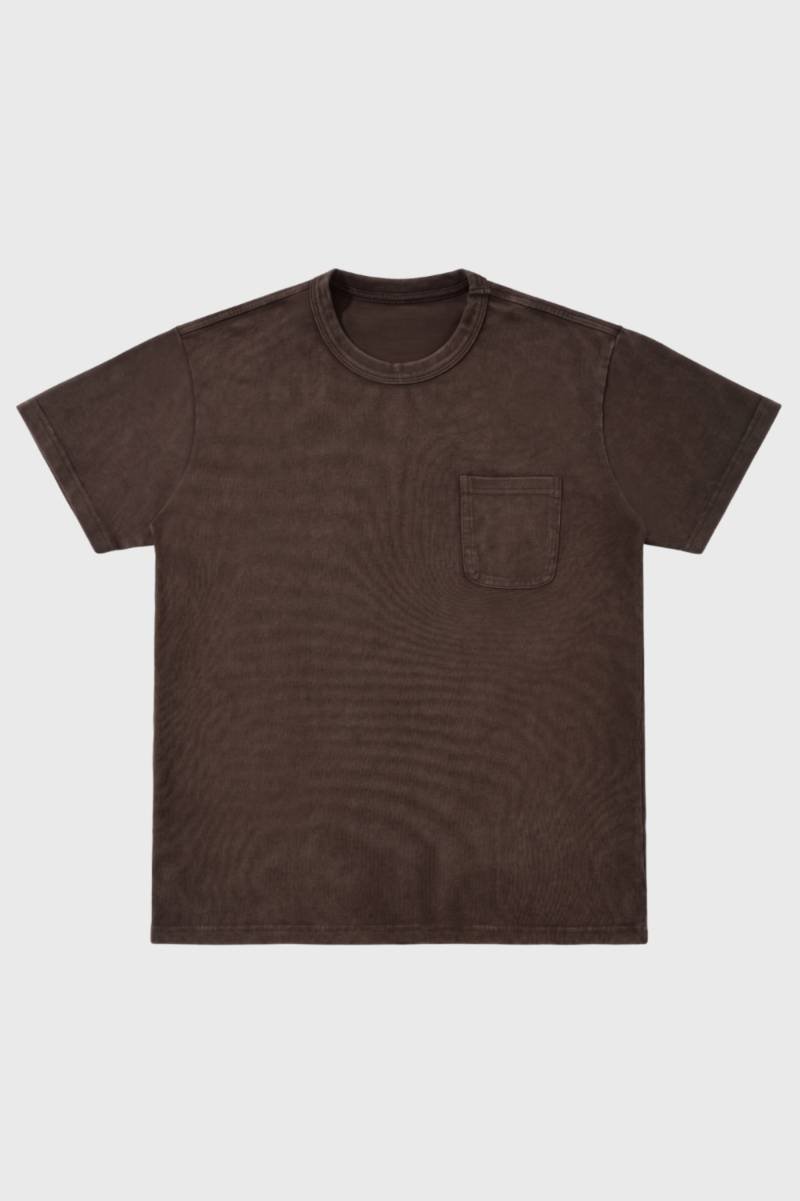 Herre T-Shirt med Brystlomme Vasket Hverdags Snit