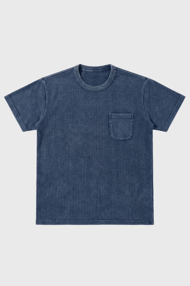Herre T-Shirt med Brystlomme Vasket Hverdags Snit
