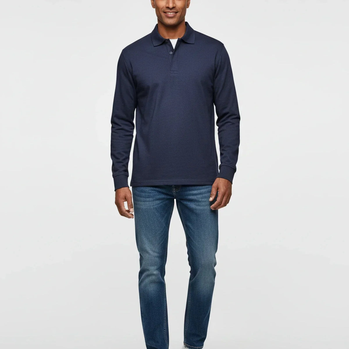 Herre Langærmet Polo T-shirt – Smart Casual Top til Dagligdags og Kontorbrug