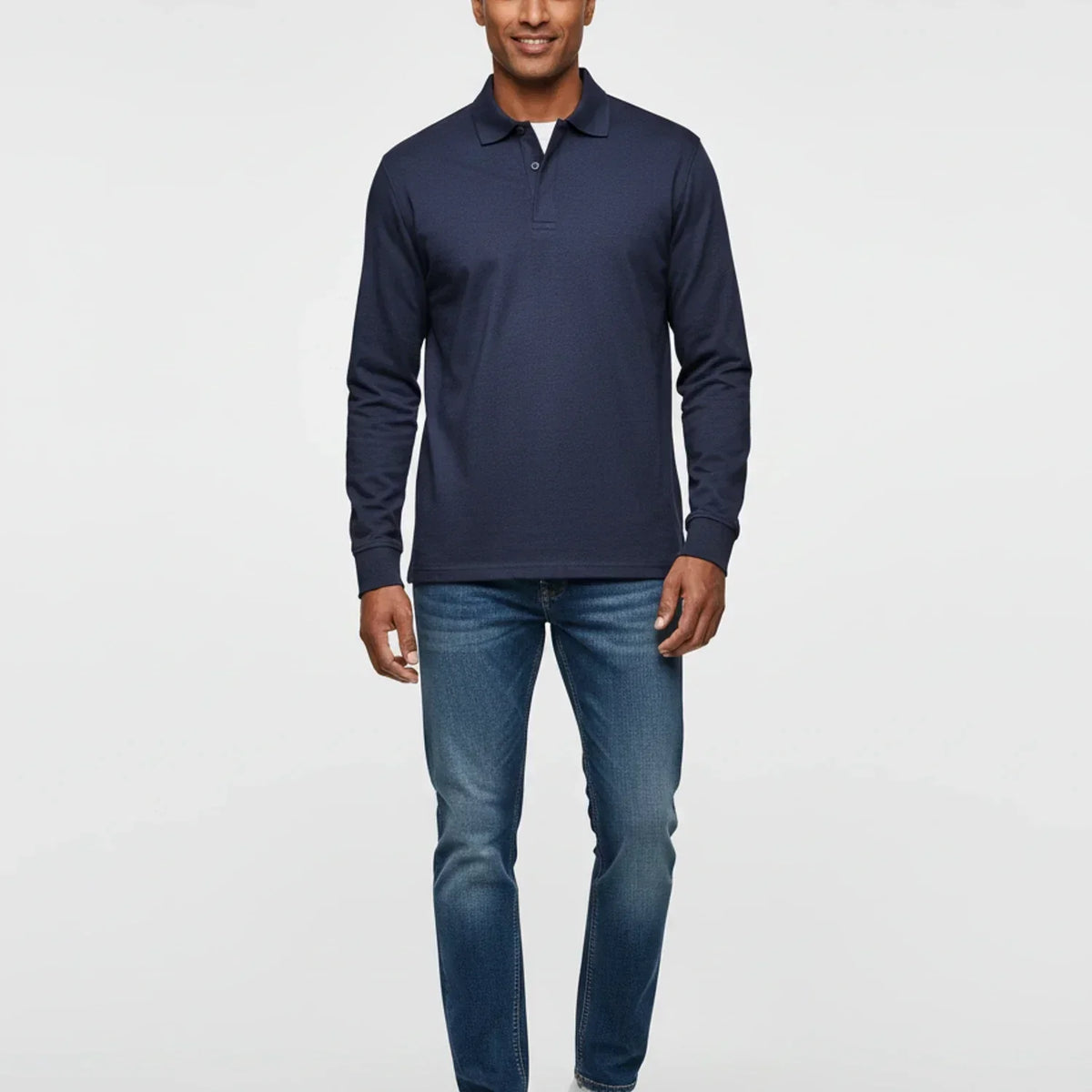 Herresmart casual polo skjorte – Langærmet krave top til arbejde og weekender