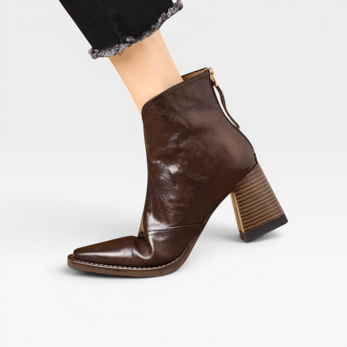 Kvinders Ankelstøvler – Elegant Firkantet Tå Chunky Blokhæls Slip-On Stil