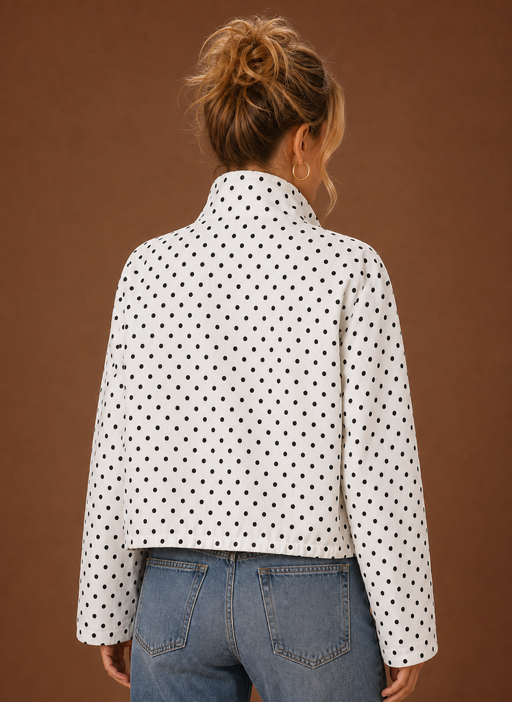 Dame Polka Dot Letvægtsjakke Casual Snørejakke | Areleon