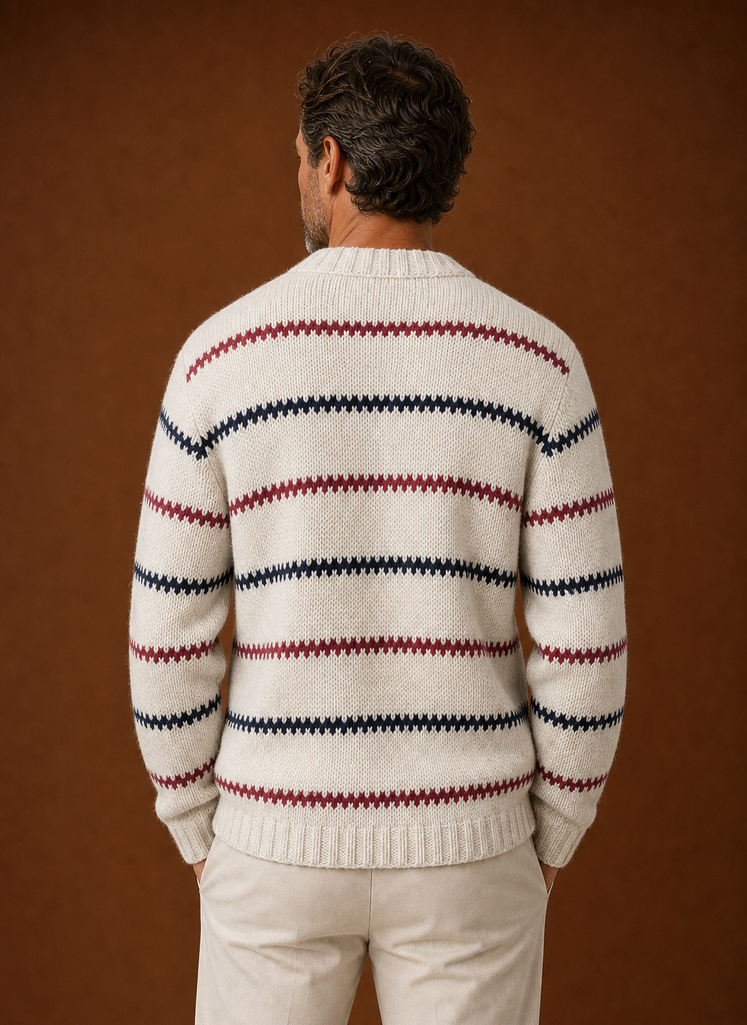 Herre Stribet Strik Crewneck Sweater | Areleon