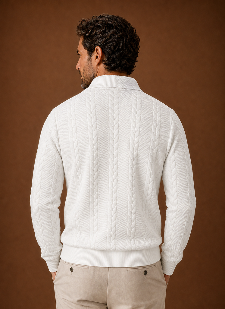 Mænds Kabelstrik Quarter Zip Sweater | Areleon