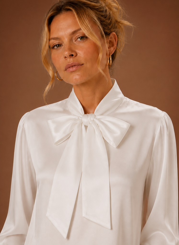 Kvinders Satin-look Sløjfebluse | Areleon