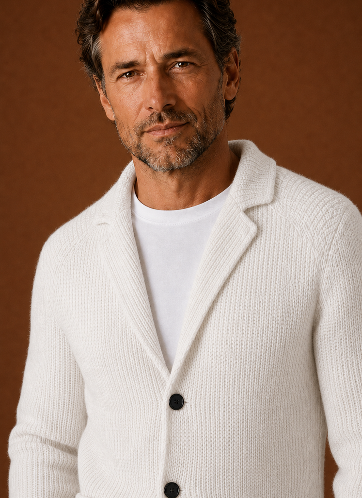 Herre Strikket Blazer Cardigan - Knapfront Lagjakke | Areleon