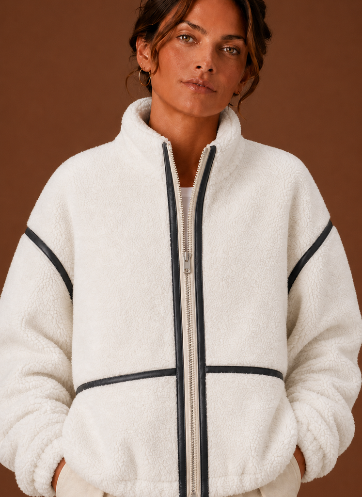 Kvinders Sherpa Jakke - Lynlås Fleece Frakke | Areleon