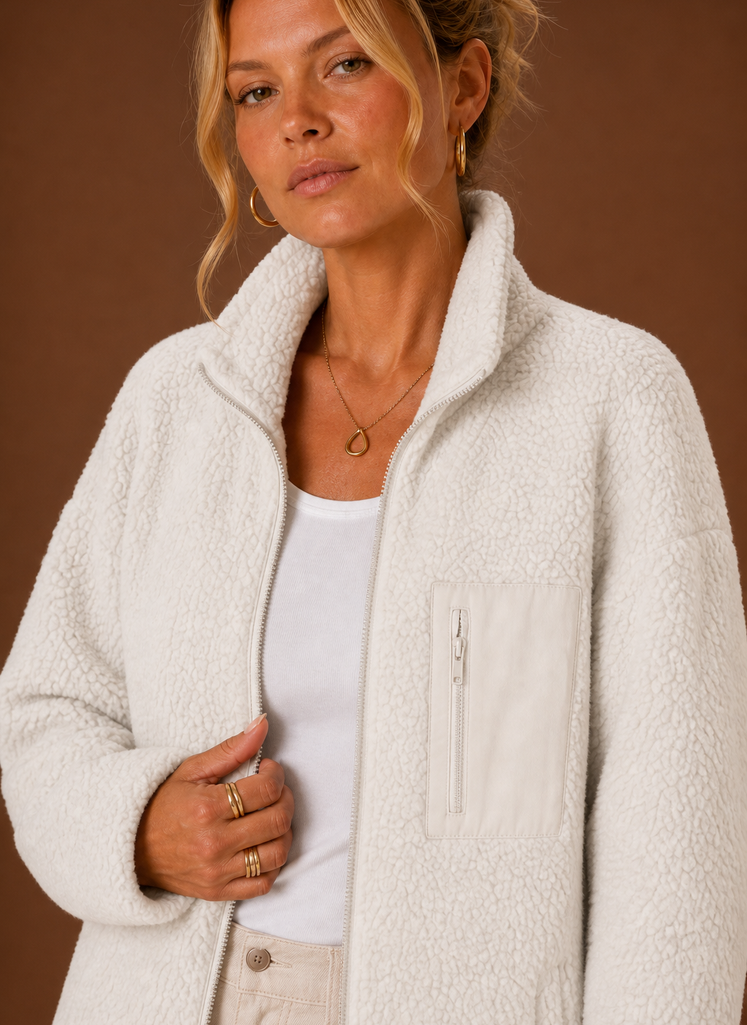 Dame Sherpa Zip-Up Jakke | Areleon
