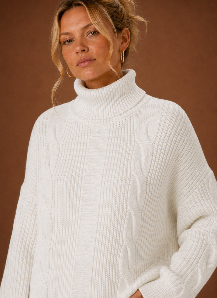 Kvinders Turtleneck Sweater Kjole - Pullover Strikket Kjole | Areleon