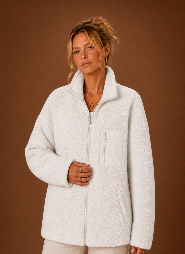 Dame Sherpa Zip-Up Jakke | Areleon