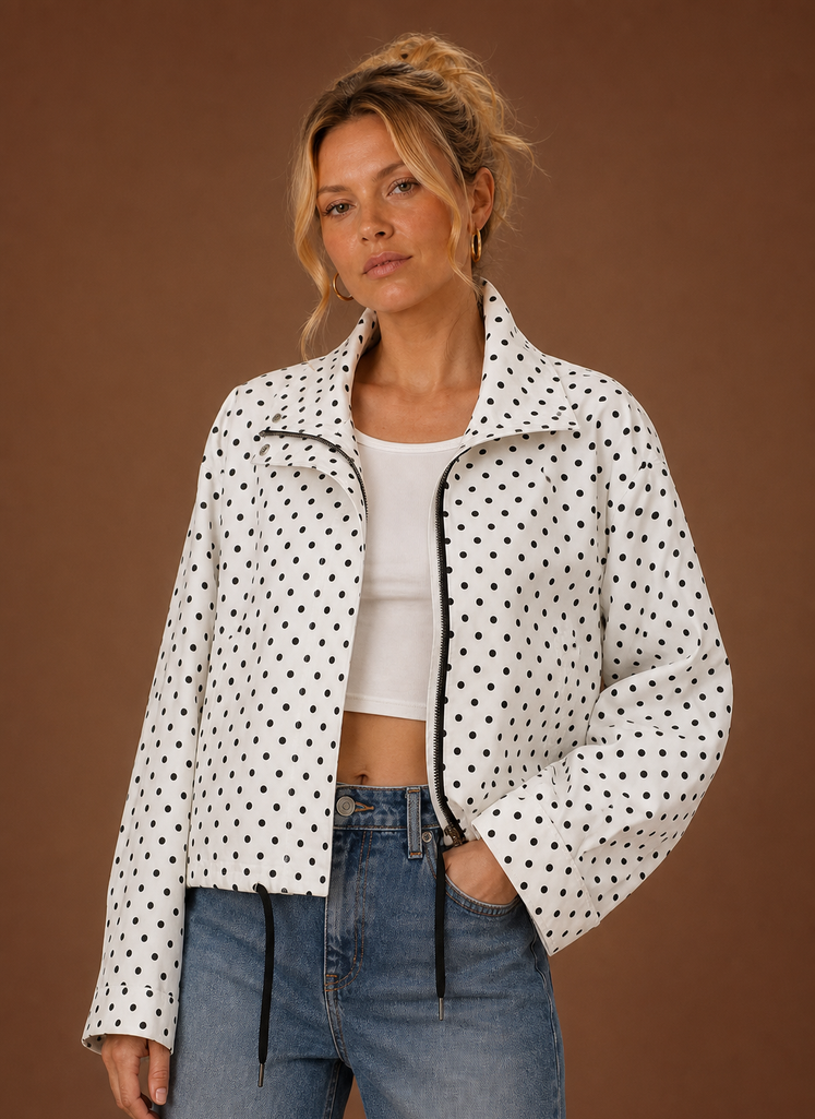 Dame Polka Dot Letvægtsjakke Casual Snørejakke | Areleon