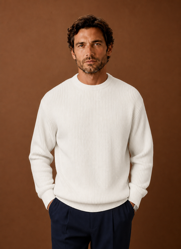 Herre Ribbet Crew Neck Sweater | Areleon
