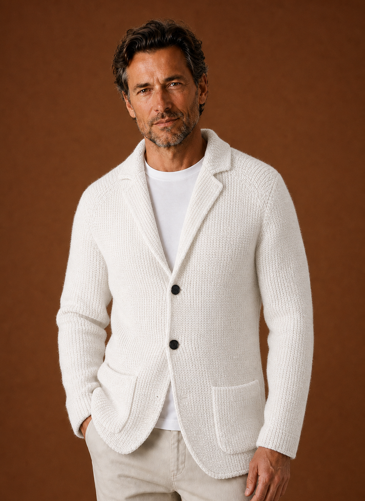 Herre Strikket Blazer Cardigan - Knapfront Lagjakke | Areleon