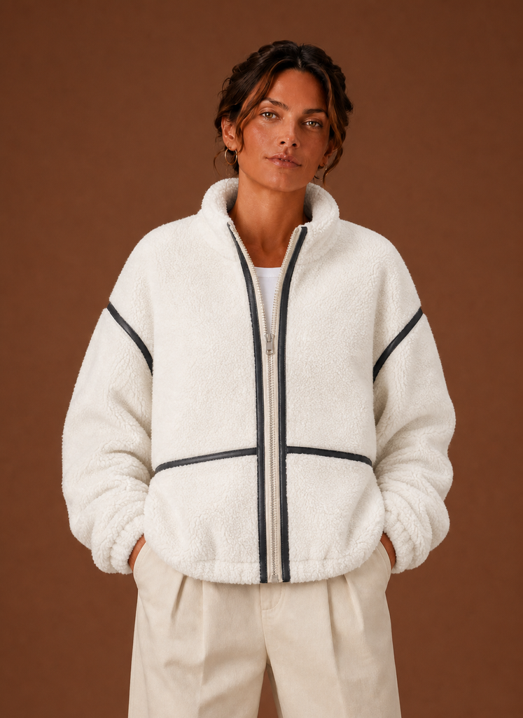 Kvinders Sherpa Jakke - Lynlås Fleece Frakke | Areleon
