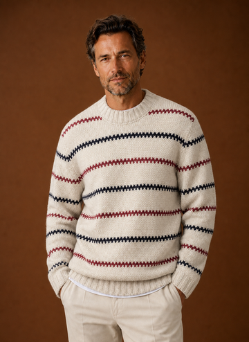 Herre Stribet Strik Crewneck Sweater | Areleon