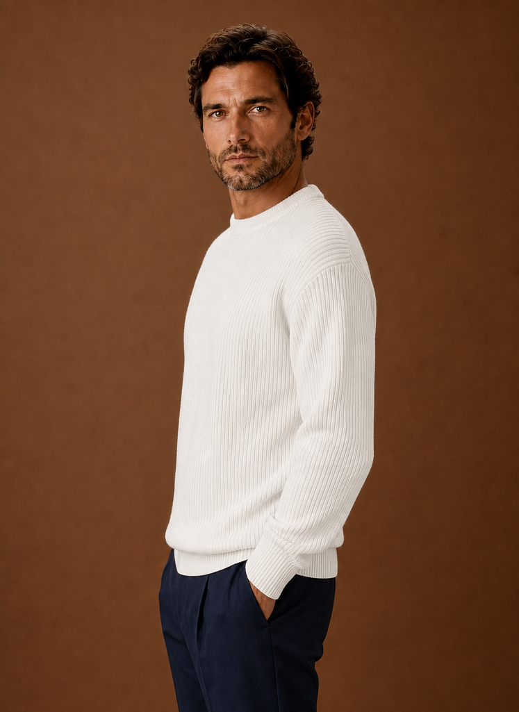 Herre Ribbet Crew Neck Sweater | Areleon