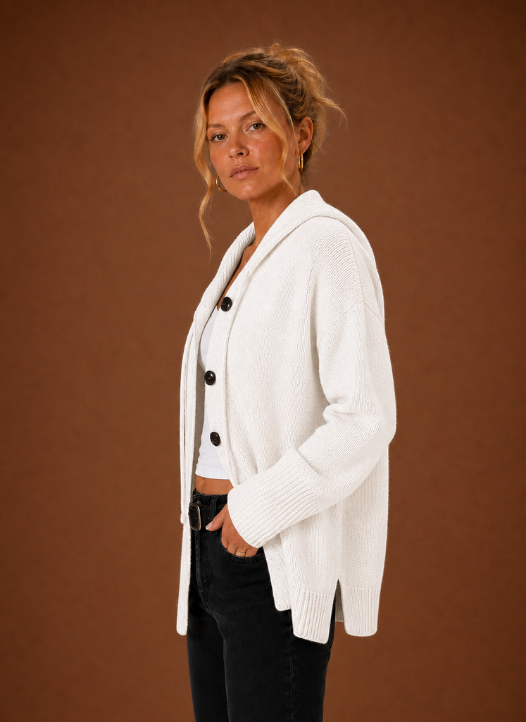 Kvinders Strikket Cardigan - Oversized Knappet Sweater | Areleon