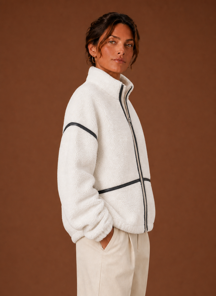 Kvinders Sherpa Jakke - Lynlås Fleece Frakke | Areleon